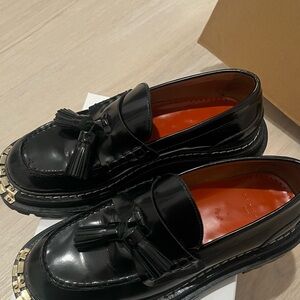 Sandro Black Tassel Platform Loafers